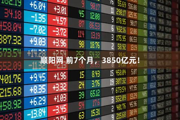 顺阳网 前7个月，3850亿元！